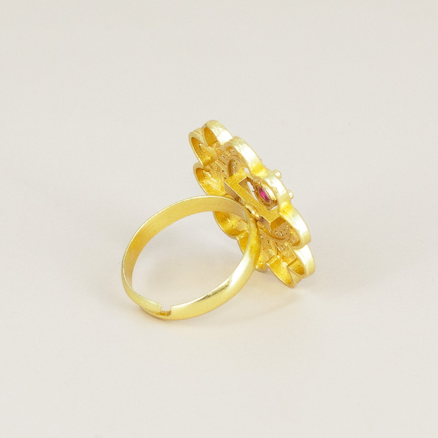 Gold Plated Anti Tarnish Red AD Finger Ring for Women