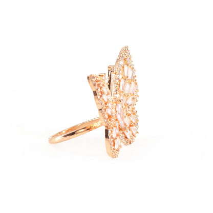 Rose gold Plated AD Butterfly Adjustable Ring for Women