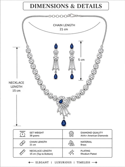 Silver Plated Blue AD Jewellery Set for Women