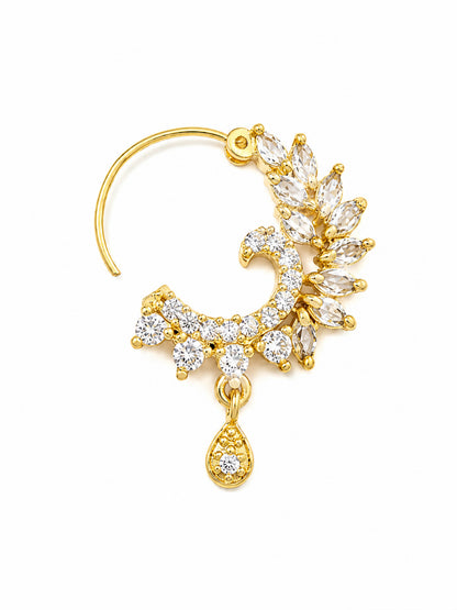 Gold Plated AD Peacock Nosering for Women