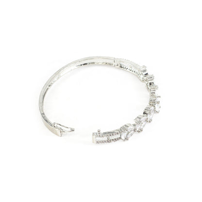 Silver Plated White AD Bangle Bracelet for Women