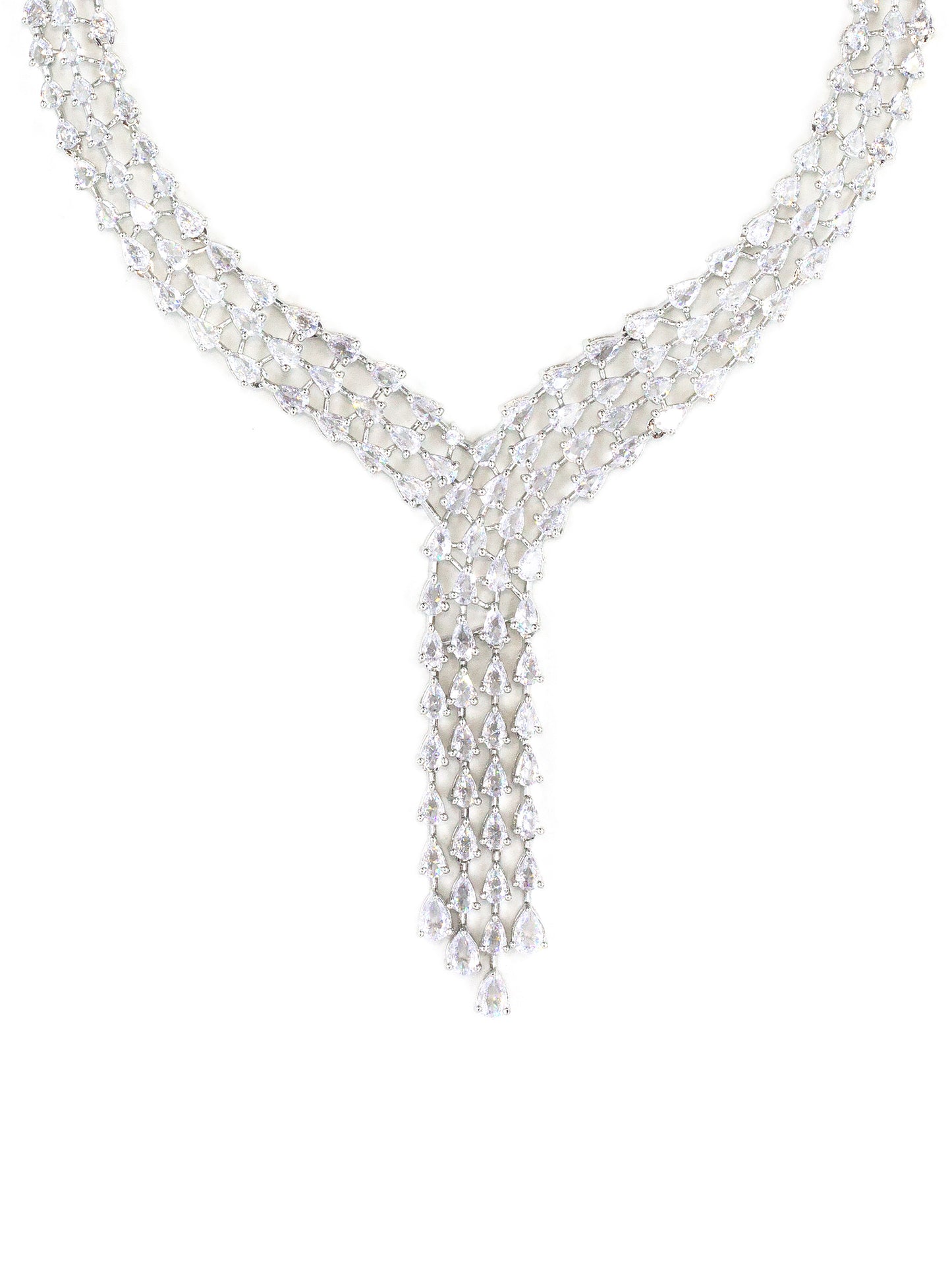 Silver Plated American Diamond Designer Jewellery Set for Women