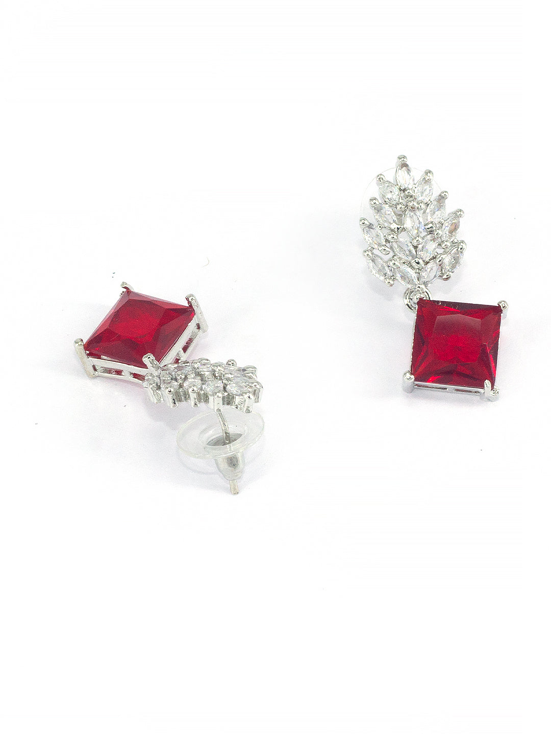 Red American Diamond Drop Earrings
