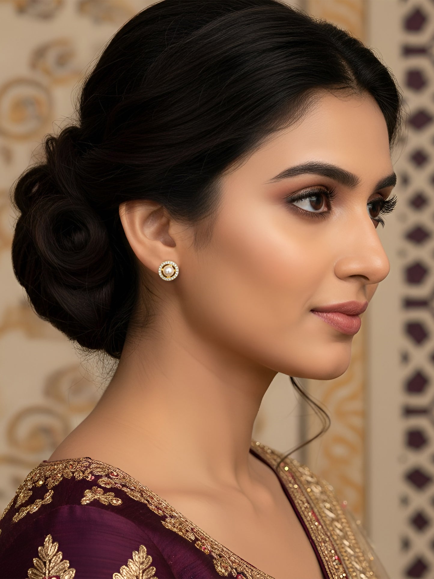 Gold Plated AD Small Studs for Women