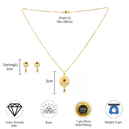 Micro Gold AD Pendant Set for Women