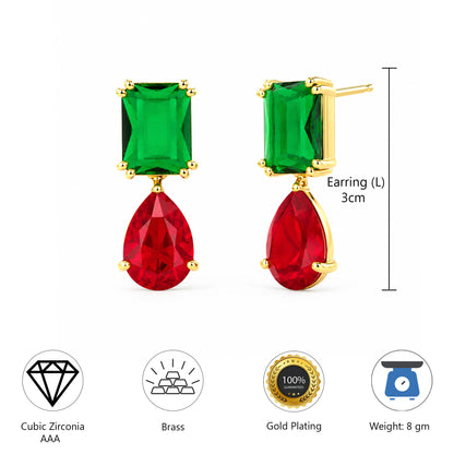 Gold Plated AD Teardrop Earrings for Women
