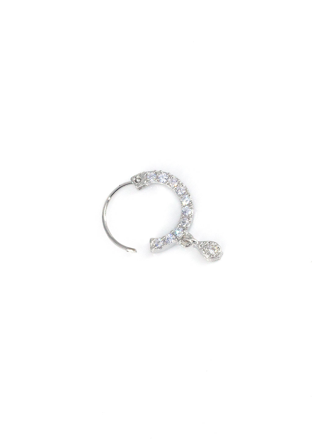 Rhodium Plated American Dimaond Drop Nose Ring