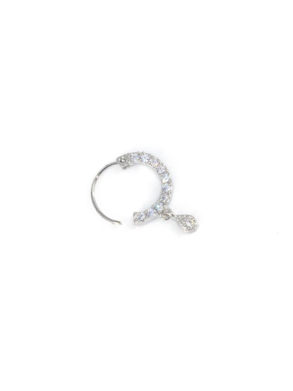 Rhodium Plated American Dimaond Drop Nose Ring
