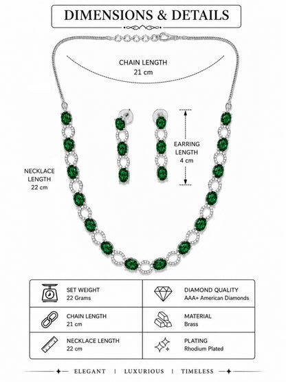 Silver Plated Green AD Choker Set for Women