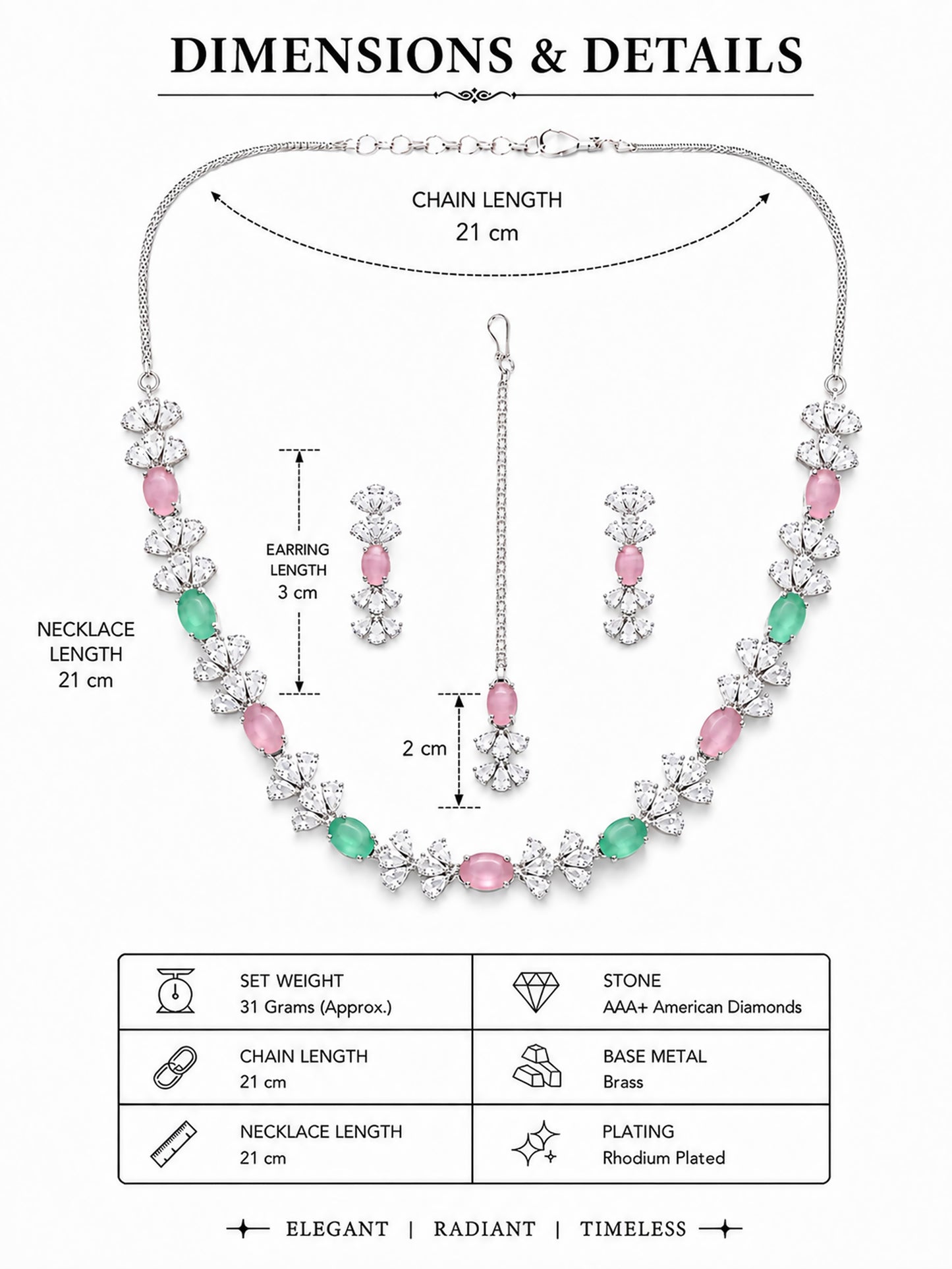 Silver Plated Multi Colour AD Jewellery Set for Women
