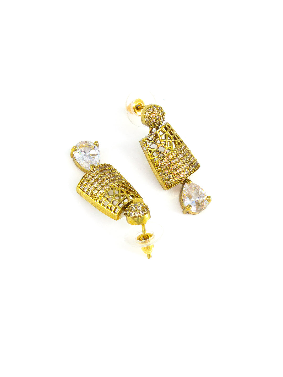 Gold Plated Antique AD Drop Earrings For Women