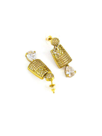 Gold Plated Antique AD Drop Earrings For Women