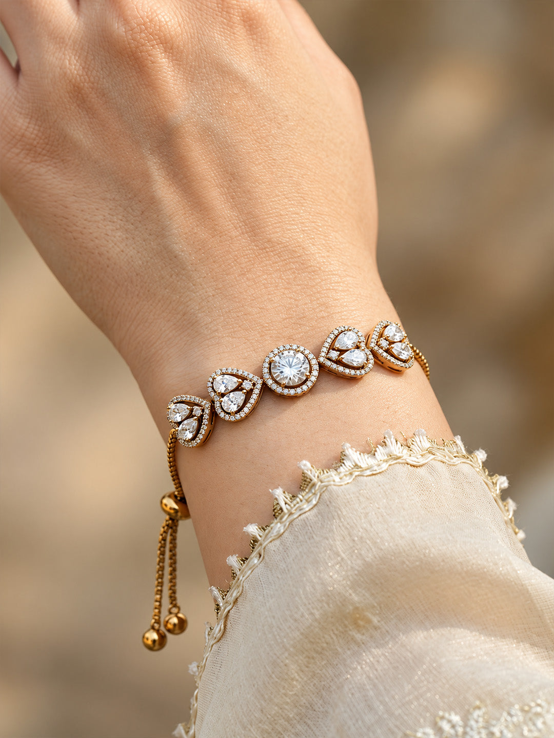 Antique Gold Plated AD Bracelet for Women