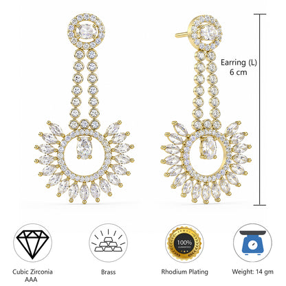 Gold Plated American Diamond Earrings for Women