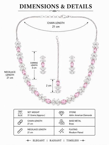 Silver Plated Pink AD Jewellery Set for Women
