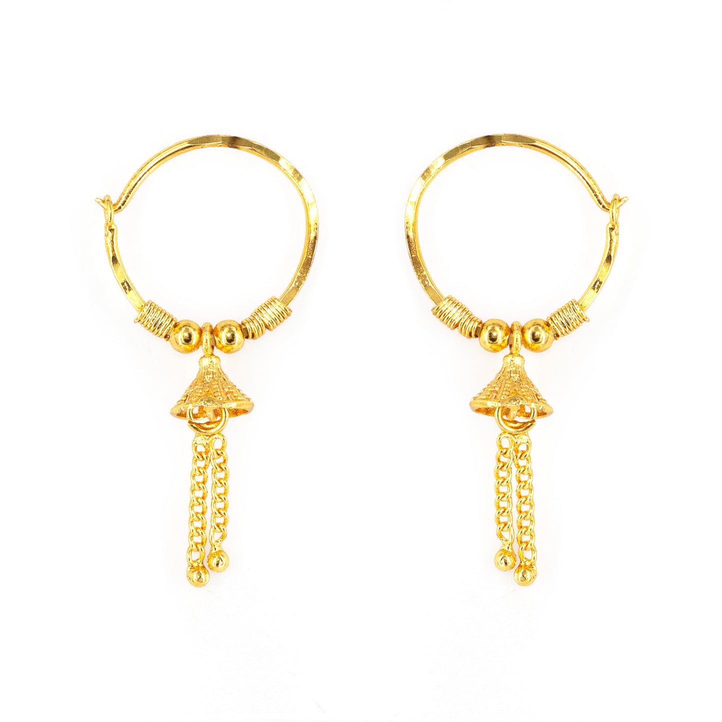 Gold Plated Classic Small Drop Hoop Earrings for Women