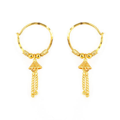 Gold Plated Classic Small Drop Hoop Earrings for Women