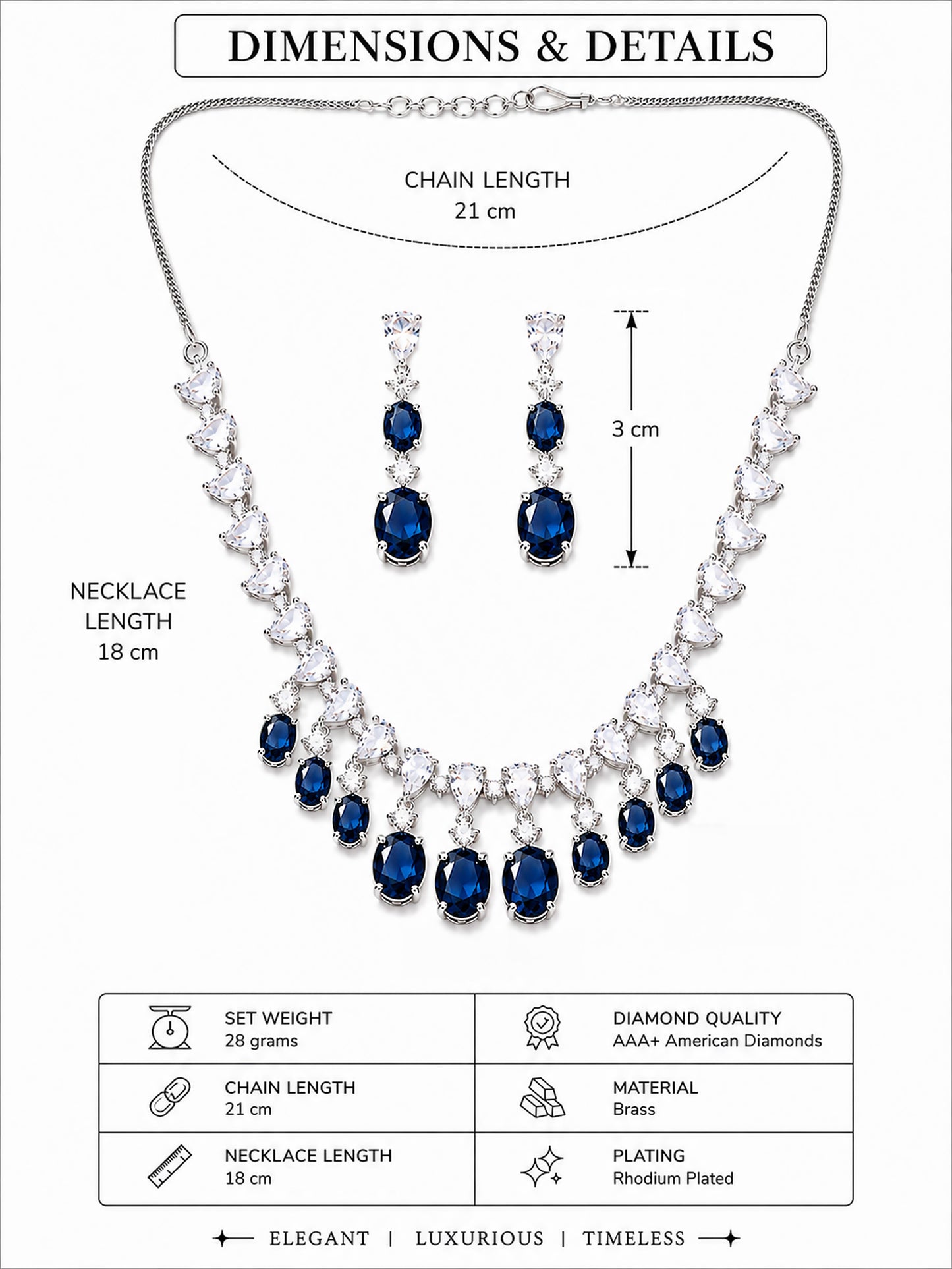 Silver Plated Blue AD Choker Set for Women