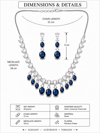 Silver Plated Blue AD Choker Set for Women