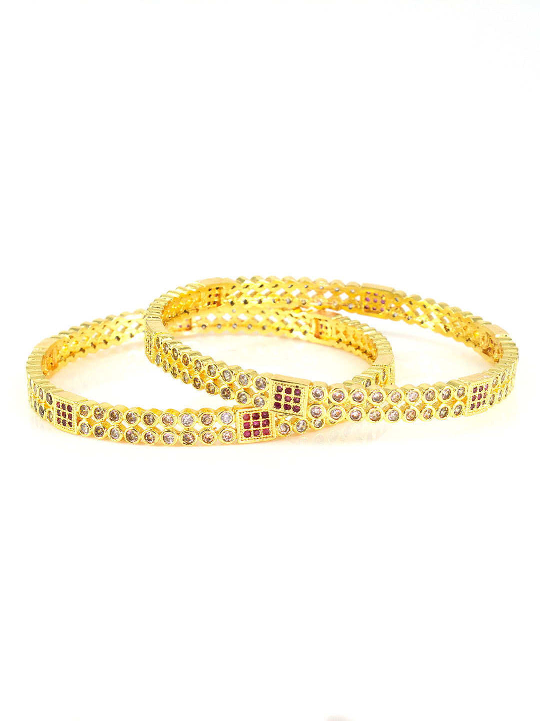 Set Of 2 Gold-Plated American Diamond Studded Bangles