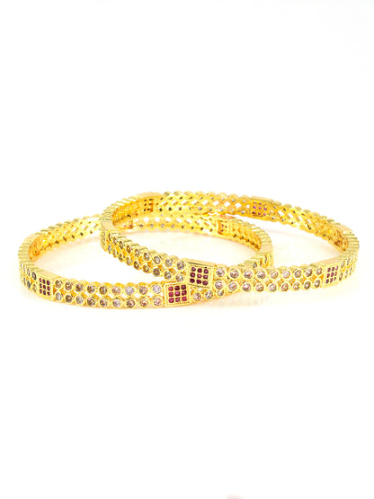 Set Of 2 Gold-Plated American Diamond Studded Bangles