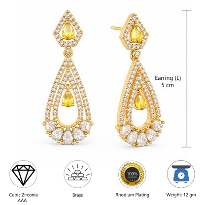 Gold Plated American Diamond Earrings for Women