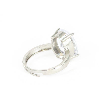 Rhodium Plated AD Finger Ring for Women