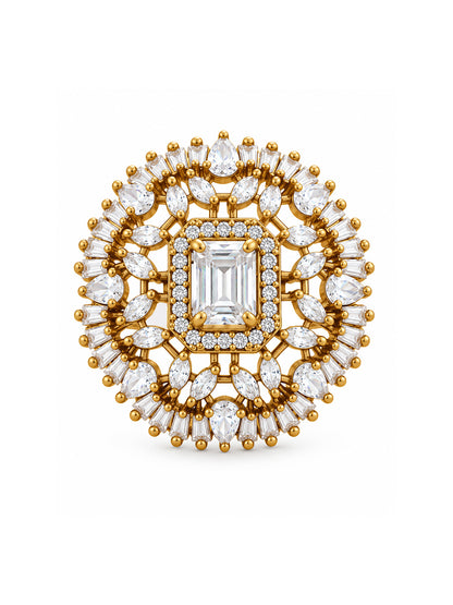 Antique Gold Plated AD Finger Ring for Women