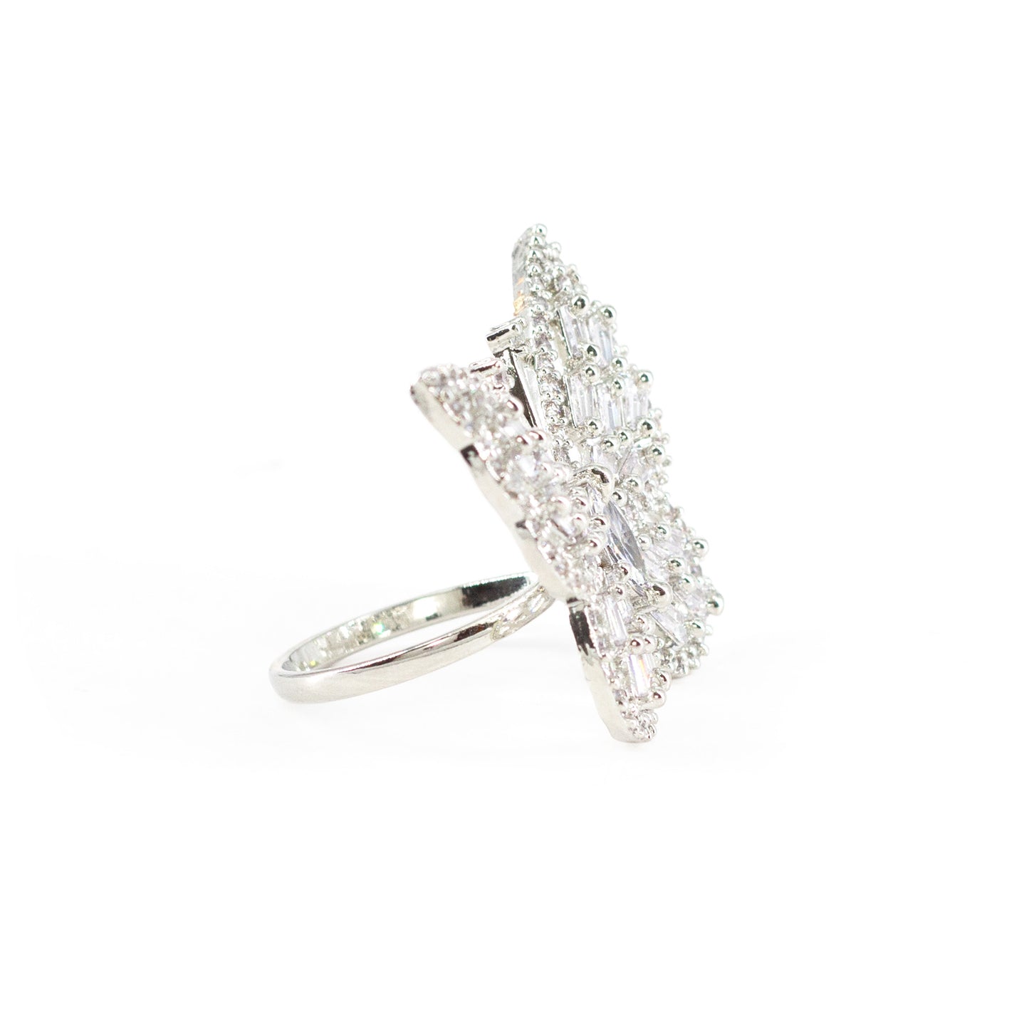 Silver Plated AD Butterfly Adjustable Finger Ring for Women