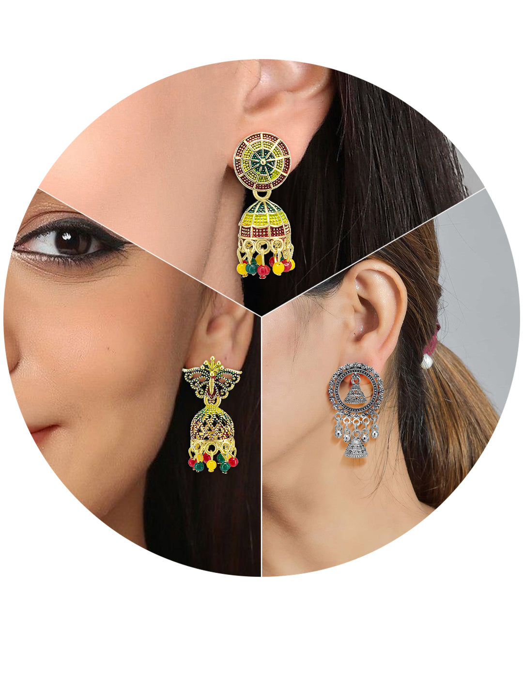 Pack of Six Multicolour Jhumki & Drop Earrings