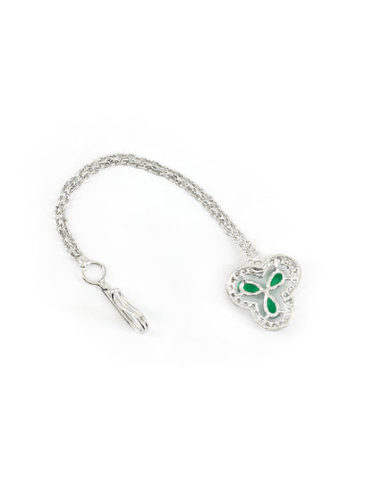 Silver Plated Green AD Maang Tikka for Women