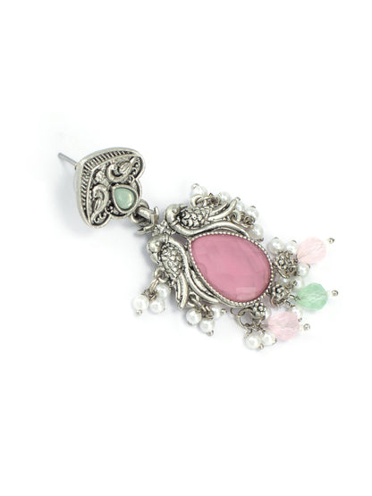 Pink Monalisa Bird Beads Drop Earrings