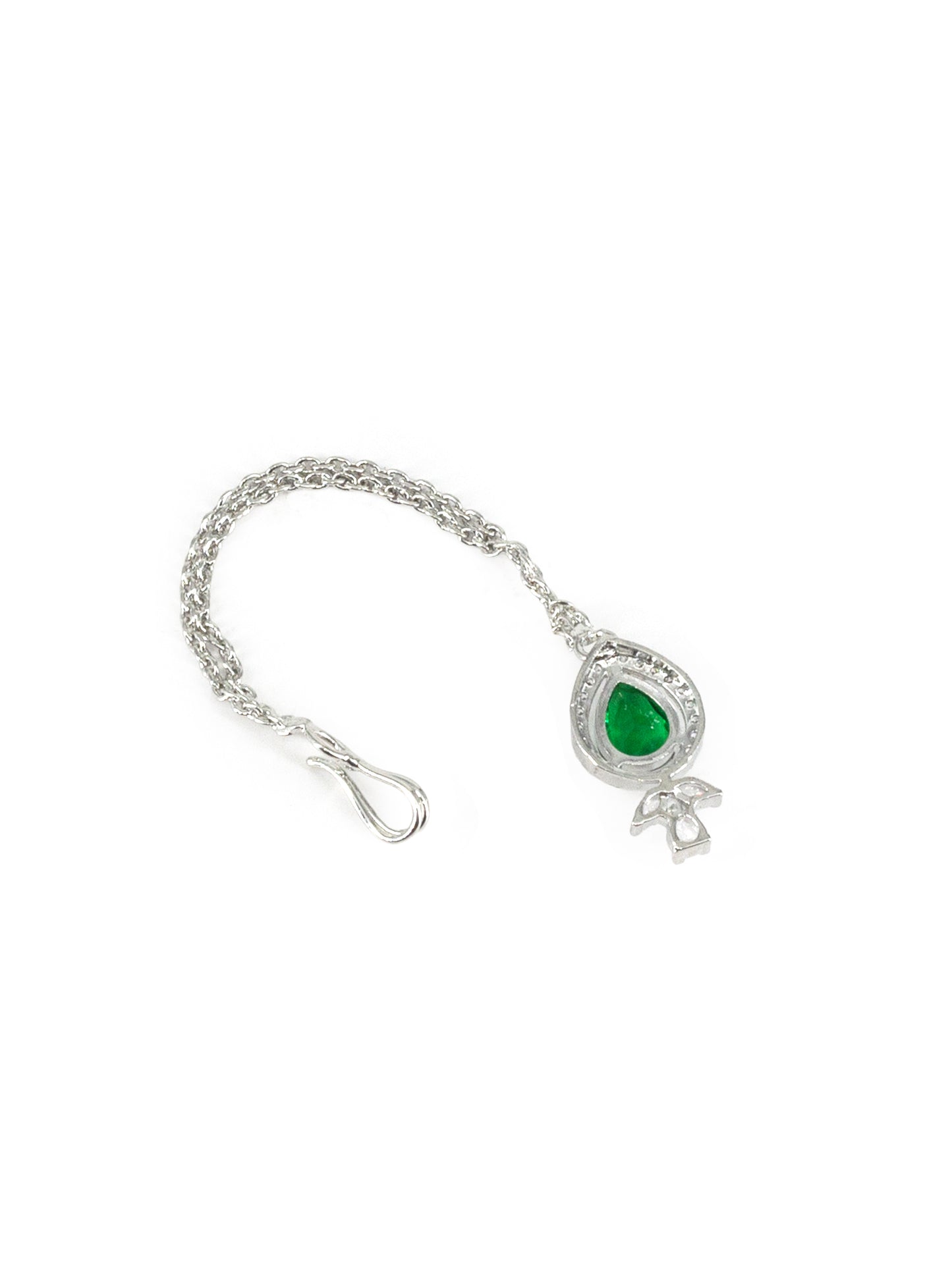 Rhodium Plated Green American Diamond Maang Tikka for Women