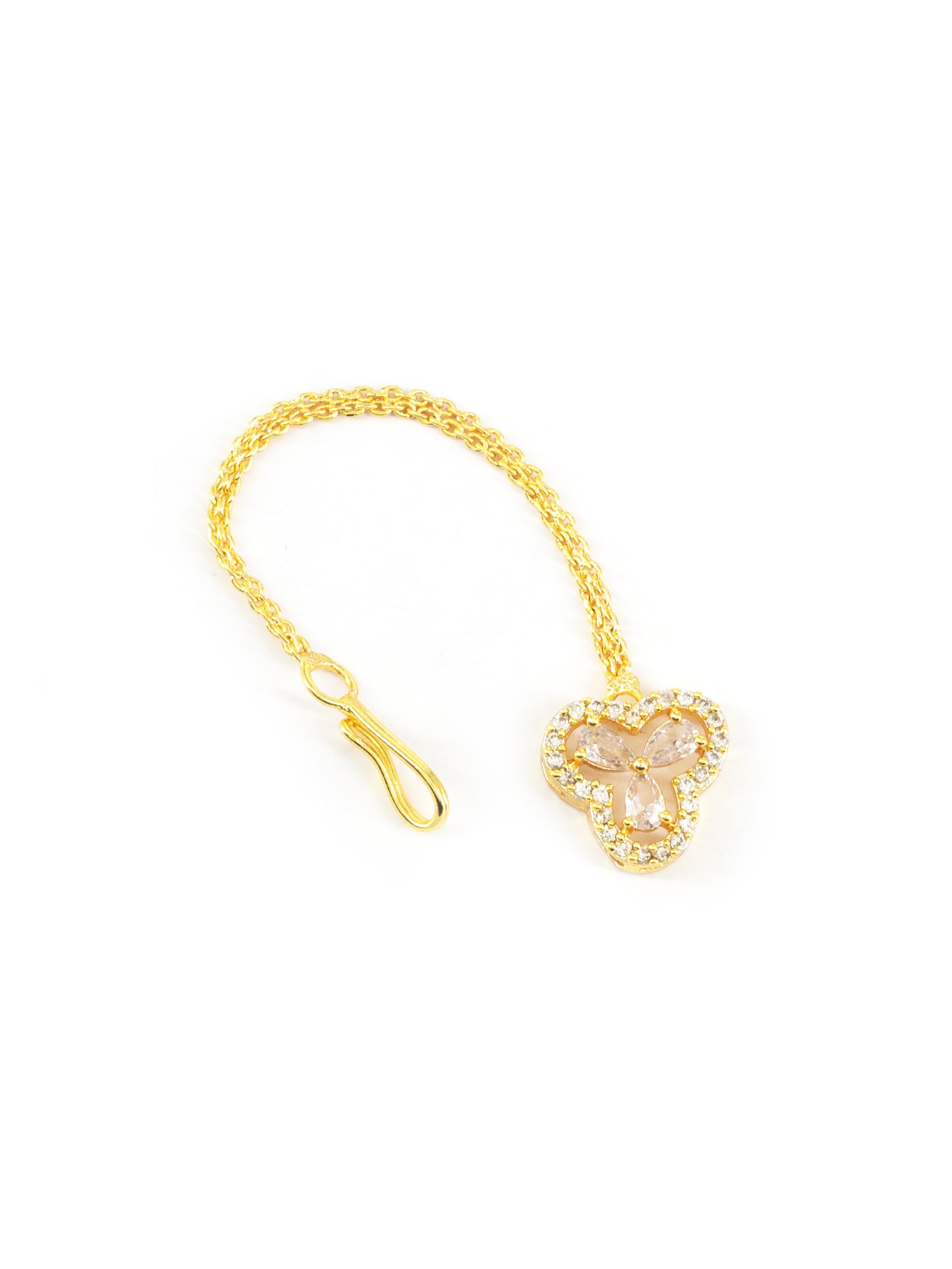 Gold Plated White AD Floral Maang Tikka