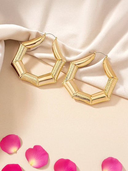Stainless Steel Anti Tarnish Bamboo Hoop Earrings