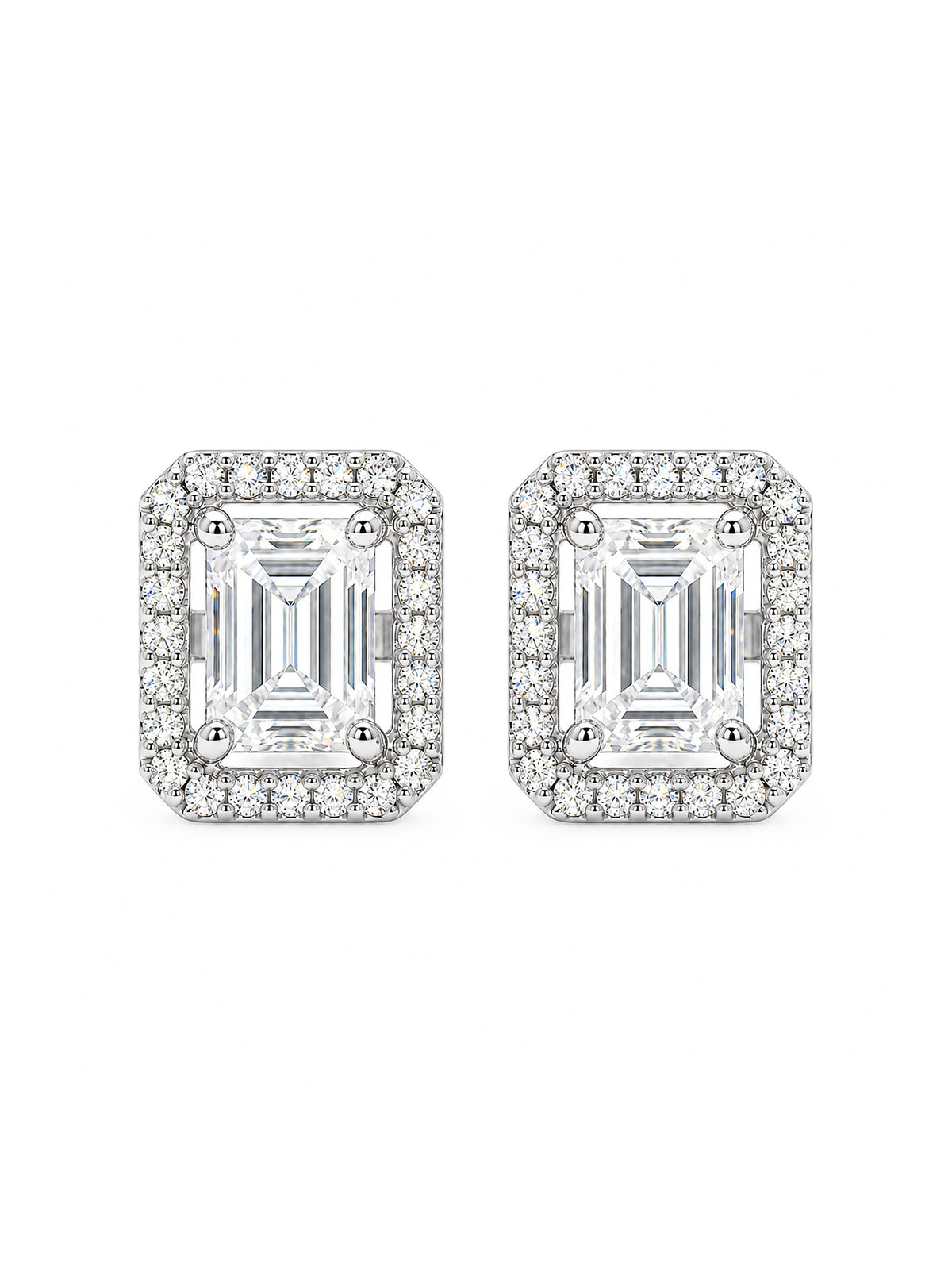 Rhodium Plated AD Stud Earrings for Women