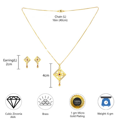 Micro Gold AD Pendant Set for Women