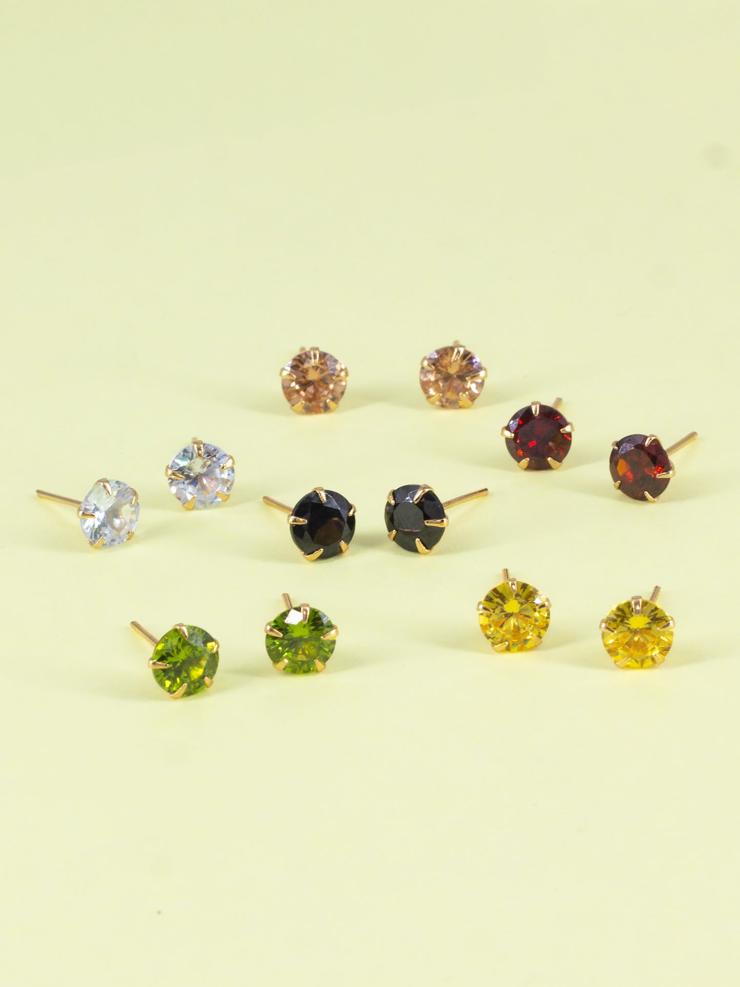 Set of 6 AD Stud Earrings for Women