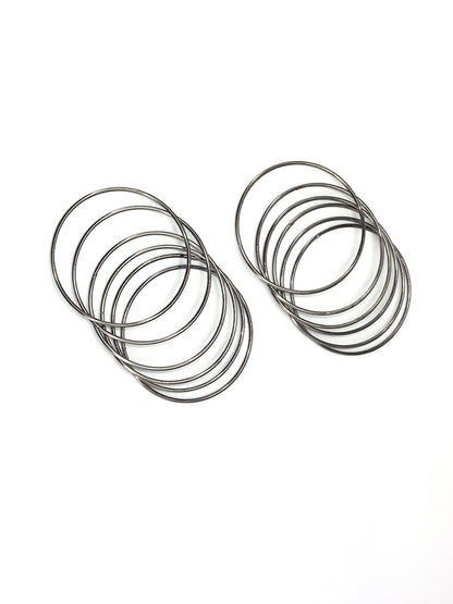 Set Of 12 Gun-Metal Minimal Basic Bangles