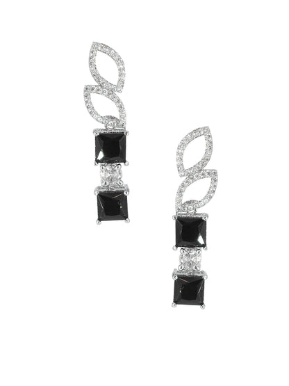 Silver Plated Black Minimal Jewellery Set for Women