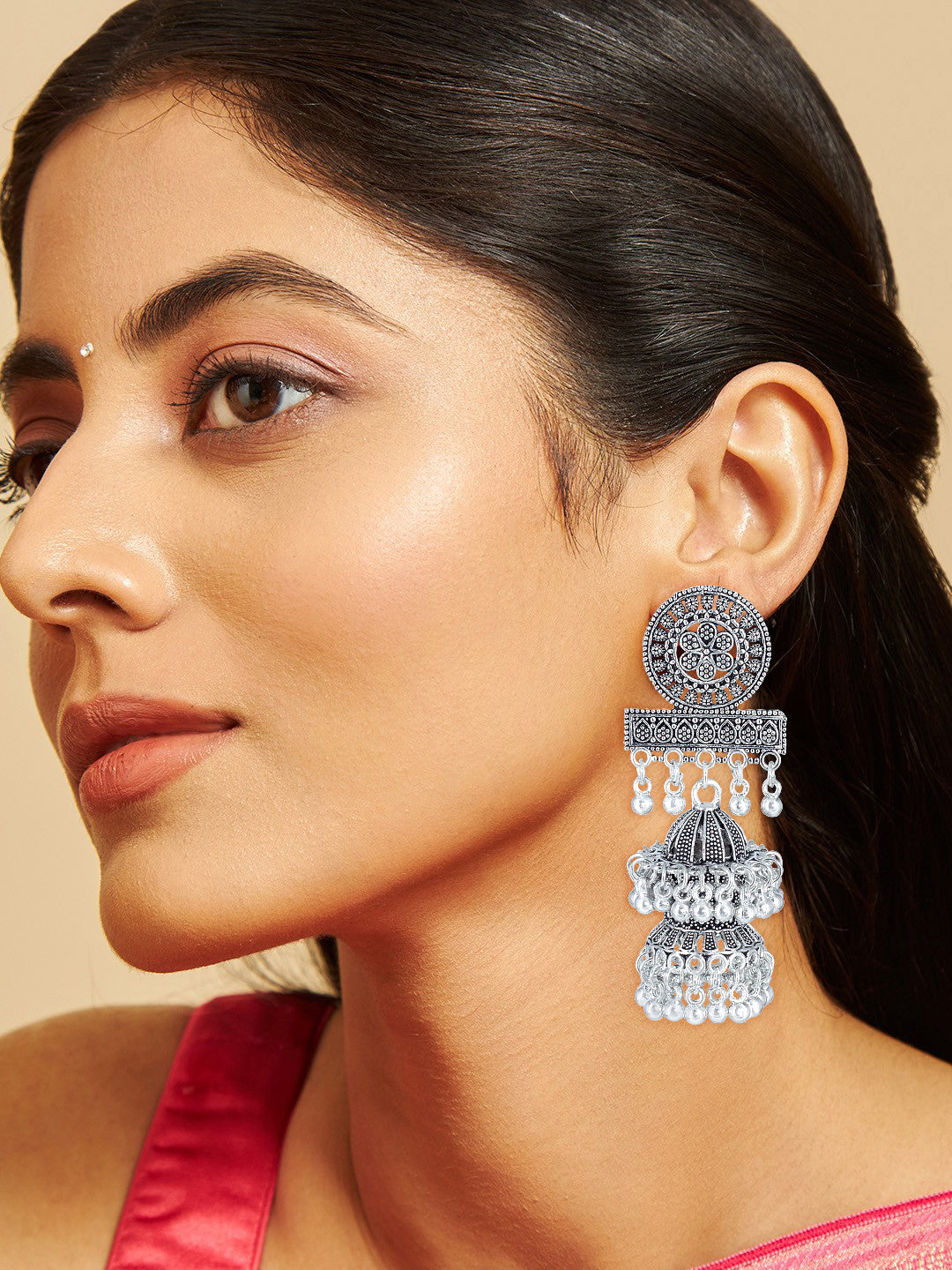 Floral Double Layered Jhumka Earrings