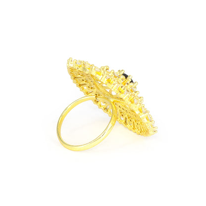Gold Plated Black AD Finger Ring for Women