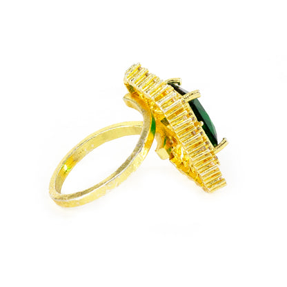 Gold Plated Green AD Adjustable Ring for Women