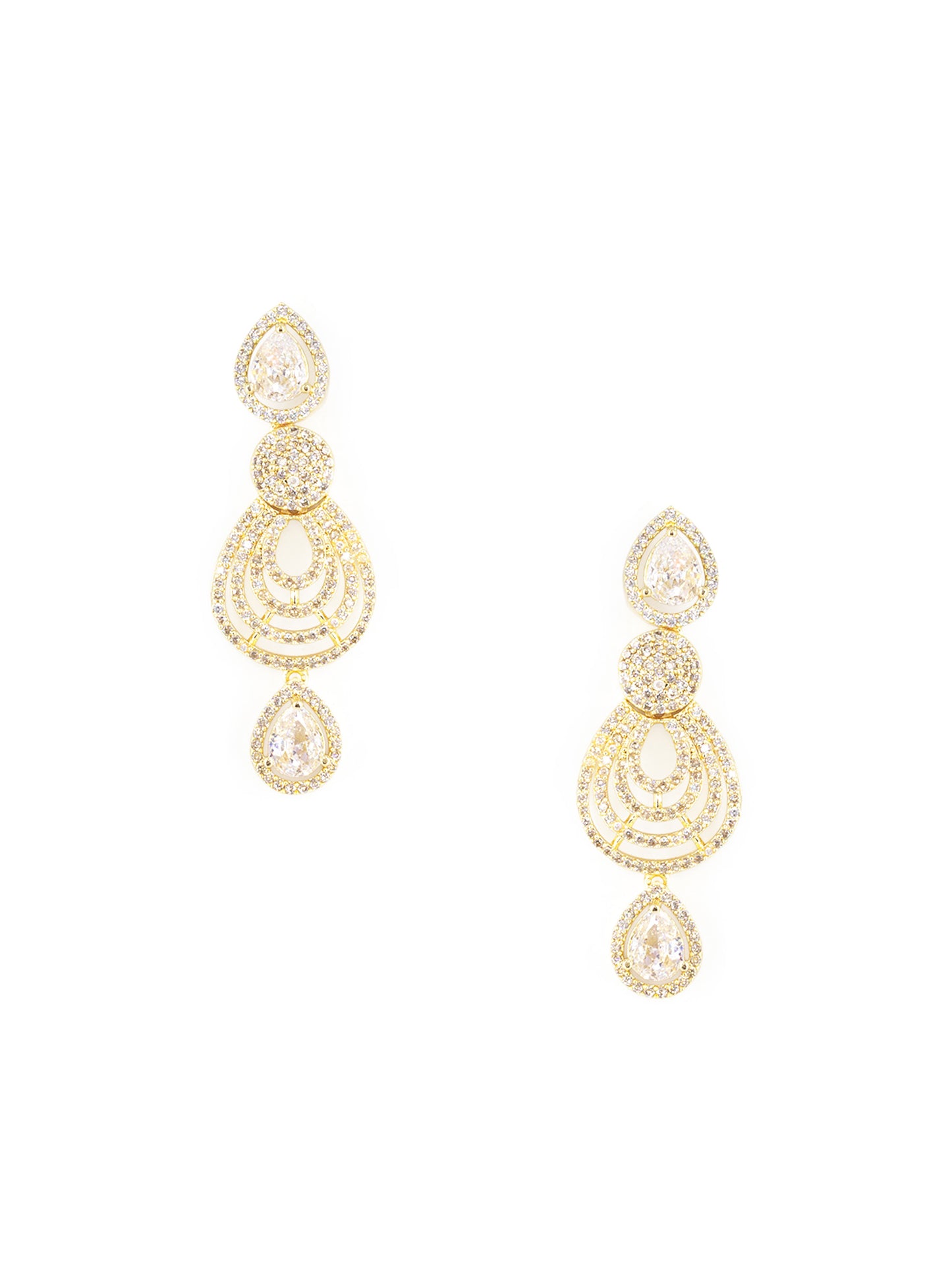 Gold Plated White AD Studded Designer Jewellery Set