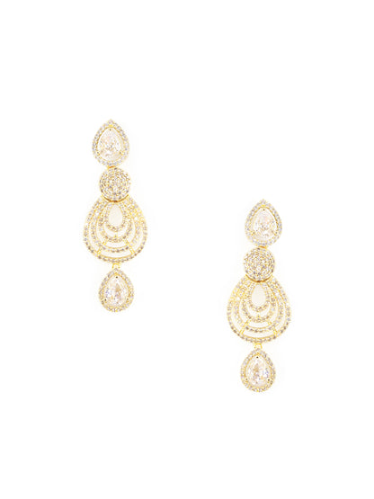 Gold Plated White AD Studded Designer Jewellery Set
