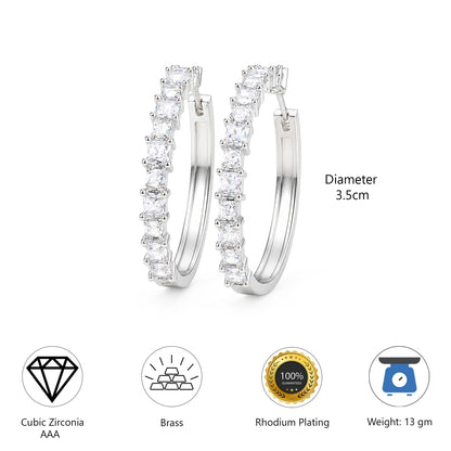Silver Plated AD Hoop Earrings for Women