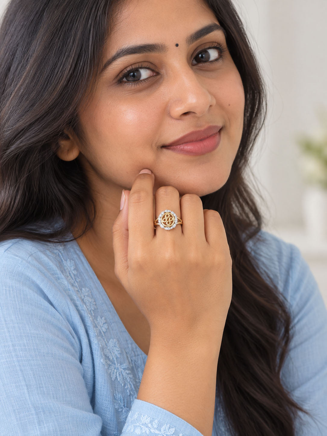 Gold Plated AD Finger Ring for Women