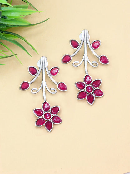 Classic Pink Floral Drop Earrings