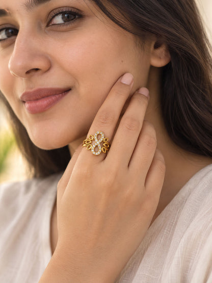 22K Gold Plated AD Finger Ring for Women