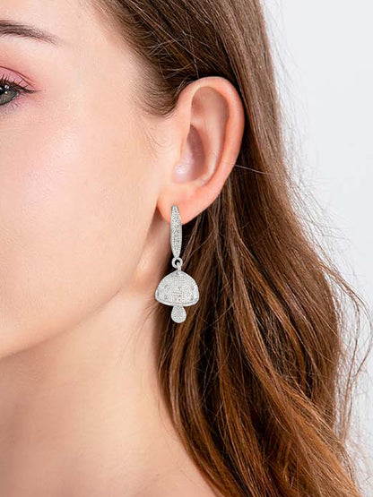 Silver Plated American Diamond Small Jhumki Drop Earring